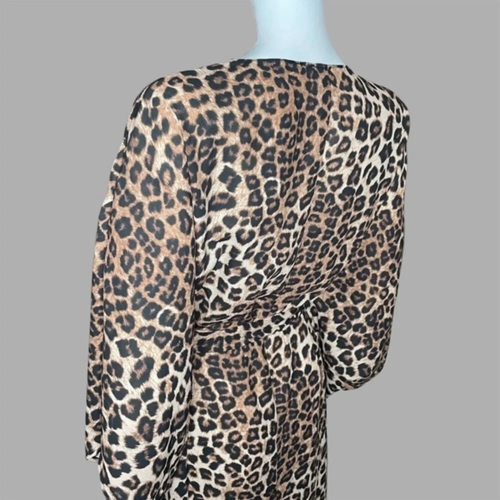 Good American Leopard Print Kimono Silhouette Coverup‎ Robe - Picture 3 of 5